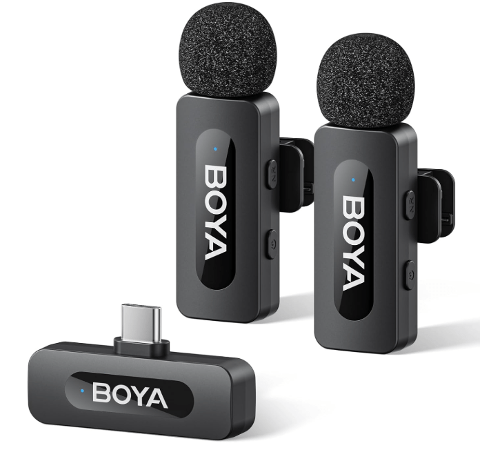 BOYA BY-V20 Wireless Microphones for iPhone 1516 Series, AndroidLaptop with USB-C Port